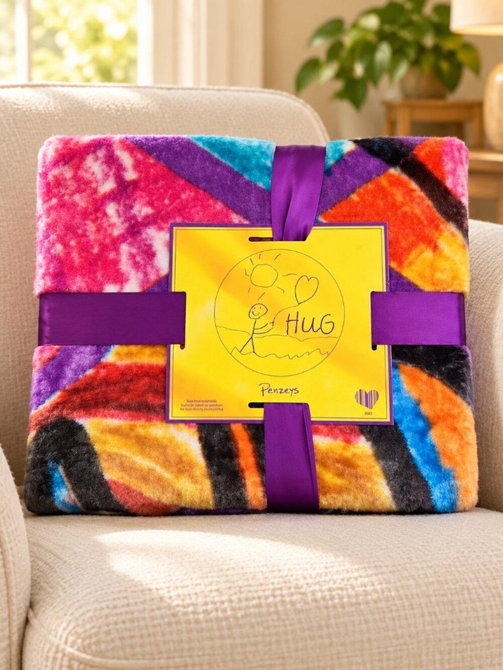 Penzeys Hug Blanket NWT 50x60 Colorful Fleece Throw Gift NWT